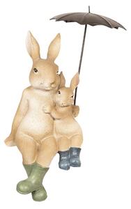 Dekorácie sediaci králiky pod dáždnikom - 10 * 9 * 19 cm