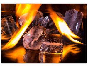 Obraz ľadových kociek v ohni (Obraz 60x40cm)