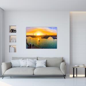 Obraz prístavu pri zapadajúcom slnku (Obraz 60x40cm)