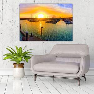 Obraz prístavu pri zapadajúcom slnku (Obraz 60x40cm)