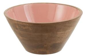 Drevená miska s ružovým vnútrom Enamell medium - ∅ 24*11,5cm