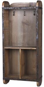 Hnedá drevená nástenná skrinka na kľúče - 26*12*60cm