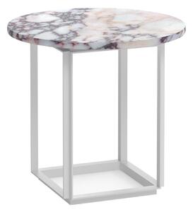 NEW WORKS Odkladací stolík Florence Ø50, White / White Viola Marble
