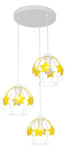 Detský luster na lanku STARS 3xE27/15W/230V žltá/biela