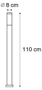 Vonkajší stĺpik z ocele 110 cm IP44 - Rox s hrotom zeme a objímkou pre kábel