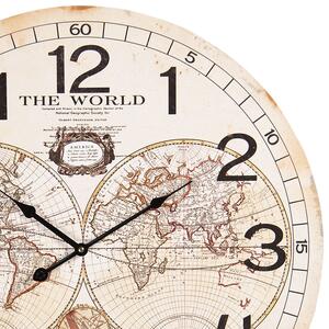 Krémové nástenné hodiny The World - Ø 60 * 4 cm / 1 * AA