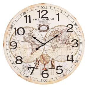 Krémové nástenné hodiny The World - Ø 60 * 4 cm / 1 * AA