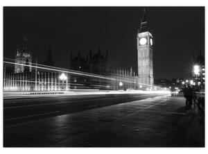 Čiernobiely obraz Londýna - Big ben (Obraz 60x40cm)