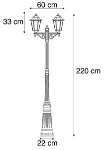 Vonkajší lampáš čierny 220 cm 2-svetlo IP44 - Havana