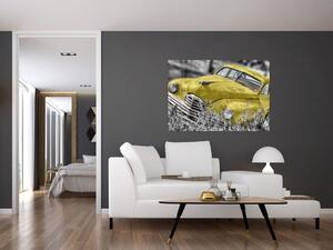 Obraz žltého autá na lúke (Obraz 60x40cm)