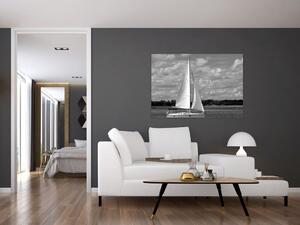 Obraz čiernobiele plachetnica (Obraz 60x40cm)