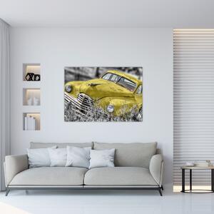 Obraz žltého autá na lúke (Obraz 60x40cm)