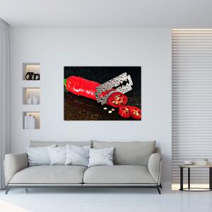 Obraz papriky s žiletkou (Obraz 60x40cm)