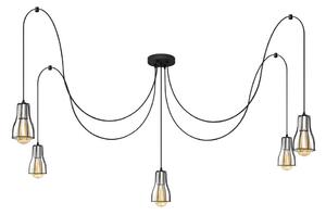 Luster na lanku TUBE 5xE27/15W/230V pavúk čierna/chróm
