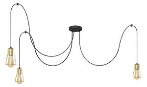 Luster na lanku TUBE 3xE27/10W/230V pavúk čierna/zlatá