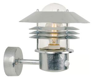 Nordlux - Vonkajšie nástenné svietidlo s pohybovým senzorom VEJERS 1xE27/60W/230V IP54 strieborné