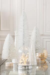 Malý biely trblietavý vianočný stromček - 14 cm