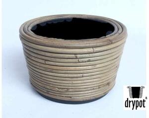 Okrúhly ratanový kvetináč Drypot Stripe antik sivá - O24 * 14 cm