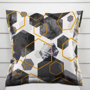Biante Bavlnená obliečka na vankúš s lemom Sandra SA-568 Sivo-modrofialové mramorové hexagóny na bielom 35 x 45 cm