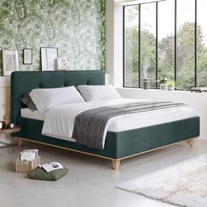 Čalunená posteľ s úložným priestorom zelená, 180 x 200 cm
