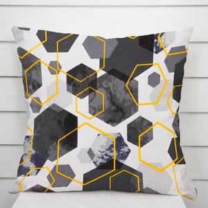 Biante Bavlnená obliečka na vankúš Sandra SA-568 Sivo-modrofialové mramorové hexagóny na bielom 45 x 45 cm
