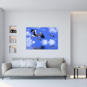Obraz letiacich bocianov (Obraz 60x40cm)