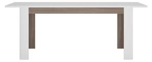 KONDELA Jedálenský rozkladací stôl, biela extra vysoký lesk HG/dub sonoma tmavý truflový, 160-200x90 cm, LYNATET TYP 75