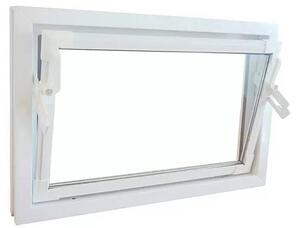 German Plastové skladacie okno Q59 do suterénu / 100 x 50 cm / 2-sklo s izolačným rámom / plast / biela
