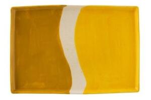 Porcelánový obdĺžnikový tanier Wave v odtieňoch žltej - 26 * 17,5 * 2 cm