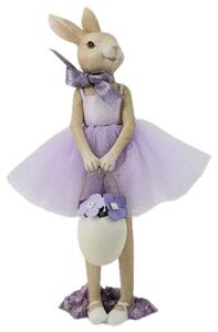 Dekorácie králičie dievča v sukienke a vajíčkom v ruke - 8 * 8 * 25 cm