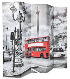 Skladací paraván, 200x170 cm, potlač Londýna, čierno-biely