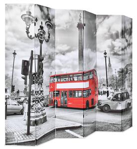 Skladací paraván, 228x170 cm, potlač Londýna, čierno-biely