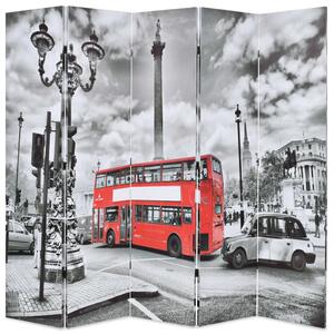 Skladací paraván, 200x170 cm, potlač Londýna, čierno-biely