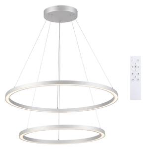 Brilagi-LED stmievateľný závesný luster na lanku PORTOFINO LED/98W/230V pr. 80 cm strieborný s diaľkovým ovládaním