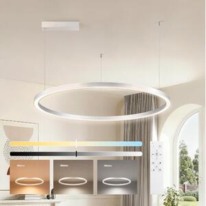 Brilagi-LED Stmievateľný luster na lankách PORTOFINO LED/60W/230V pr. 80 cm strieborný + diaľkové ovládanie