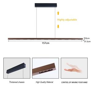 Immax NEO 07309L-LED stmievateľný luster na lanku so senzorom MADEIRA 37W/230V 157 cm orech