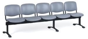 Kožená lavica do čakární VIVA, 5-sedadlo, sivá