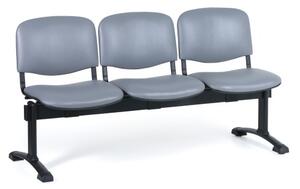Kožená lavica do čakární VIVA, 3-sedadlo, sivá