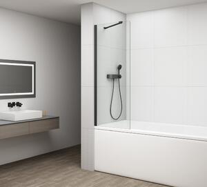 Polysan Polysan, FISA vaňová zástena 600x1500mm, mm, čierna matná, číre sklo, FS1062-B