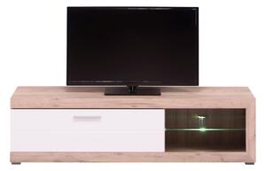 Televízny stolík s osvetlením Ronja - dub sivý/biela