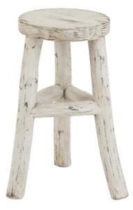 Drevená biela guľatá stolička Ibiza - Ø 26*50cm