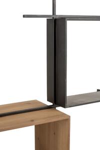 Nástenná čierna kovovo-drevená polica Compart - 114 * 29 * 128cm