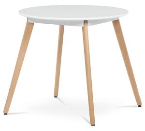 Autronic - Stůl jídelní, 80x80x74 cm, MDF - bílý matný lak, kovová kostrukce, dřevěné nohy - DT-316 WT AKCE
