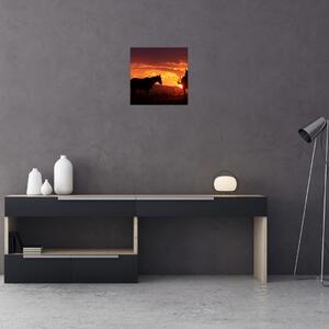 Obraz - kone pri západe slnka (Obraz 30x30cm)