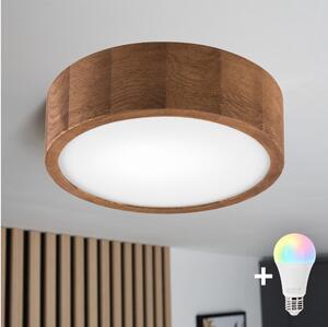 Brilagi - LED RGBW stmievateľné stropné svietidlo CARVALHO 1xE27/9W/230V Wi-Fi dub, priemer 27,5 cm