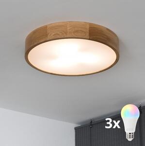 Brilagi - LED RGBW stmievateľné stropné svietidlo CARVALHO 3xE27/9W/230V Wi-Fi dub, priemer 47,5