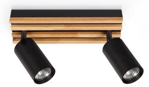 Brilagi - Bodové svietidlo SELE WOOD 2xGU10/30W/230V čierna/drevo