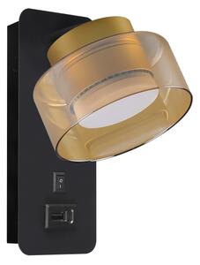 Brilagi - LED Nástenné svietidlo s USB portom AURA LUX 1xGX53/30W/230V čierna/zlatá