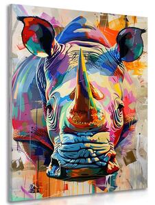 Obraz nosorožec s imitáciou maľby