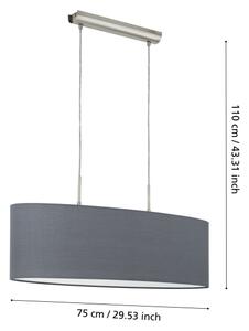 Eglo 55276 - Závesný luster PASTERI 2xE27/60W/230V šedý